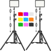 LED Video Light Kit 2Pcs, Hagibis Studio Lights 18 Color Filters for Photography Lighting with Adjustable Tripod Stand Streaming Lights for Photo Camera Recording Computer Zoom Stream TikTok YouTube