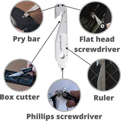 KeySmart MultiTool - 5-in-1 Multi-Purpose Keychain Tool with Box Opener, Ruler, Pry Bar, Phillips and Flat Head Screwdriver - EDC Gear Mini Multitool, and Keychain Accessories