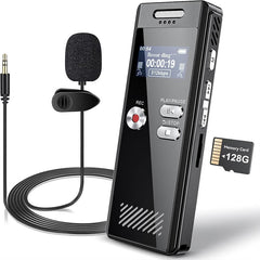 128GB Digital Voice Recorder,Voice Activated Recorder with Playback,Voice Recorder for Lectures,HD Dual Mic Tape Recording Device,Sound Audio Recorder with Line-in